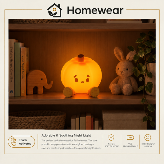 Halloween pumpkin Night Light - Rechargeable silicone touch lamp with Timer