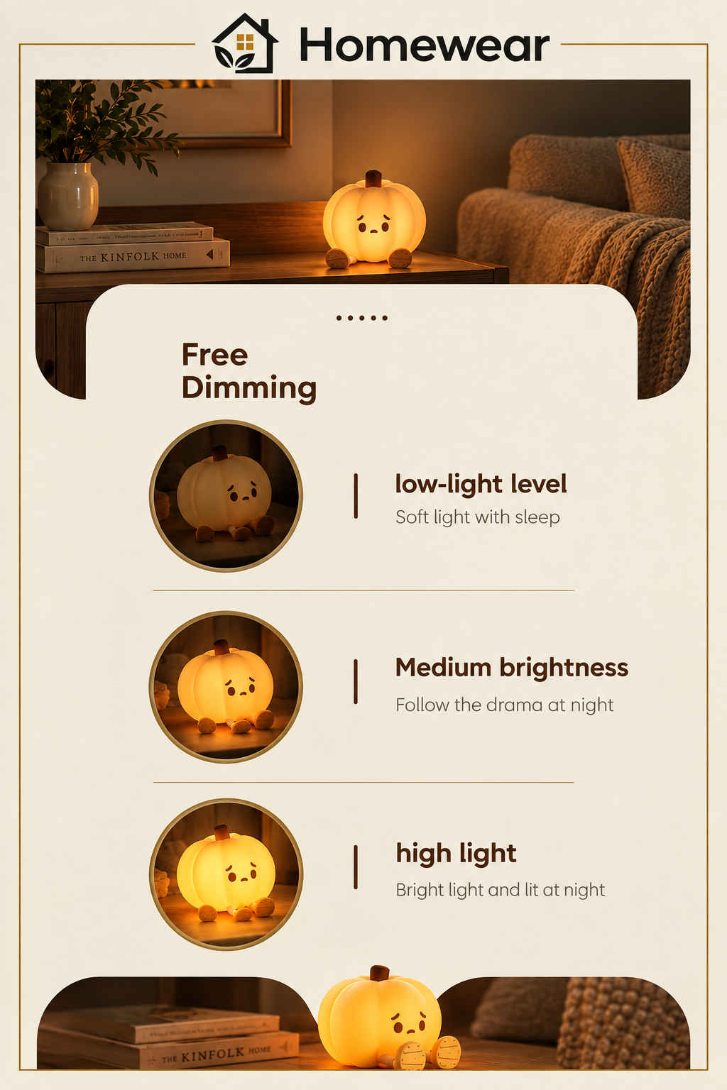 Halloween pumpkin Night Light - Rechargeable silicone touch lamp with Timer