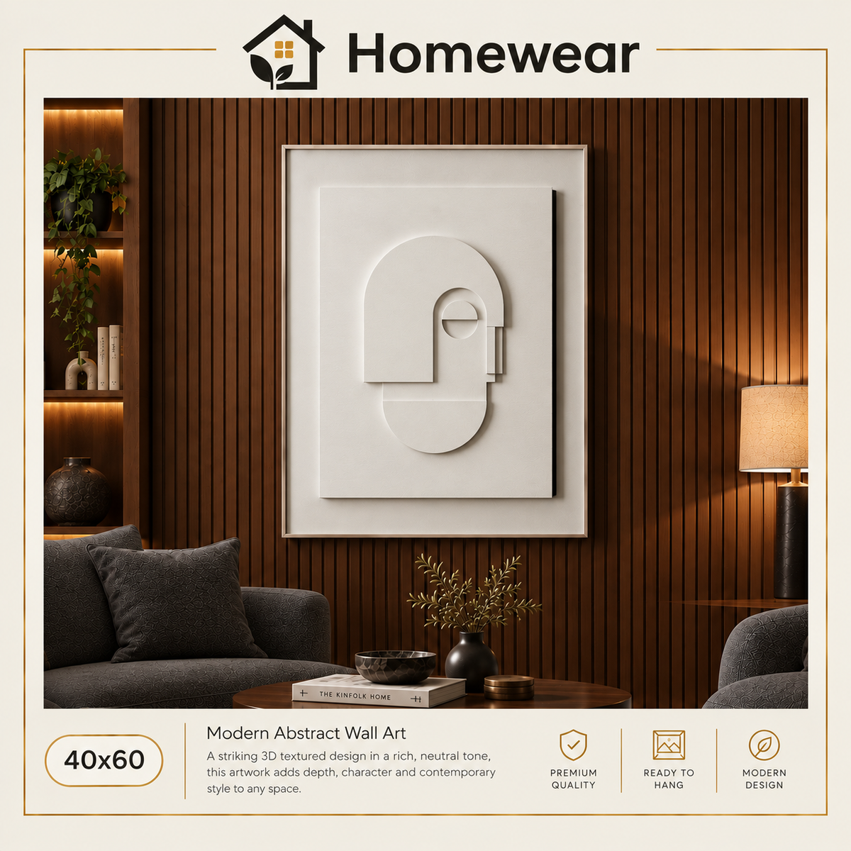Minimalist 3D Textured Geometric Canvas Art