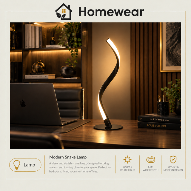Snake Spiral Table Lamp – Modern Bedside Night Light