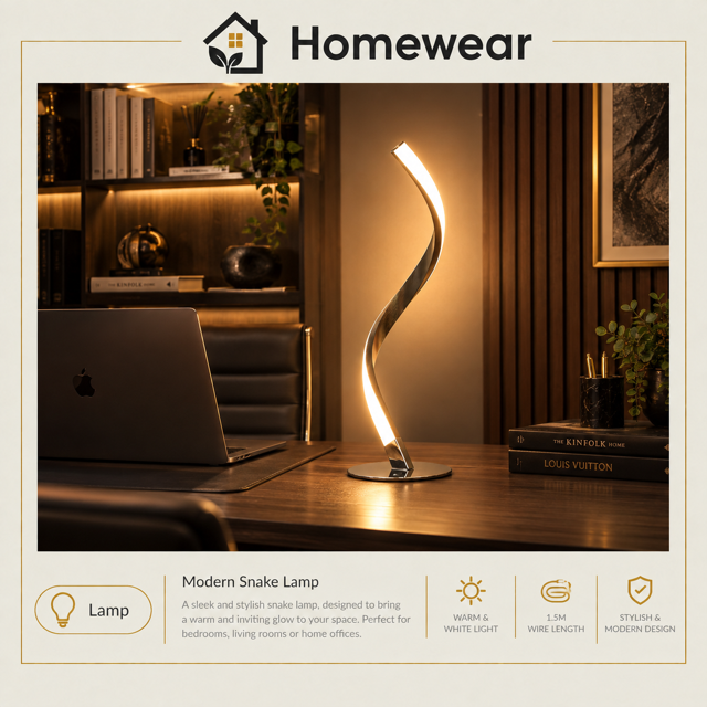 Snake Spiral Table Lamp – Modern Bedside Night Light